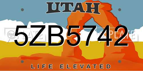 5ZB5742 Utah License Plate
