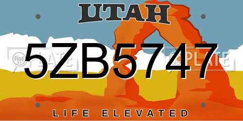 5ZB5747 Utah License Plate