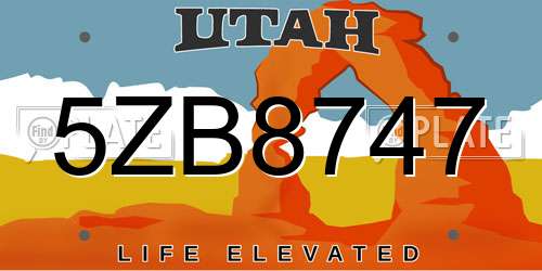 5ZB8747 Utah License Plate