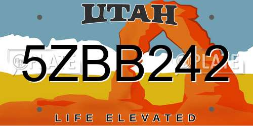 5ZBB242 Utah License Plate