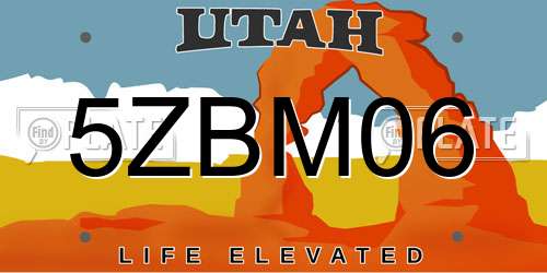 5ZBM06 Utah License Plate