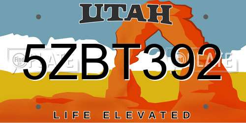 5ZBT392 Utah License Plate
