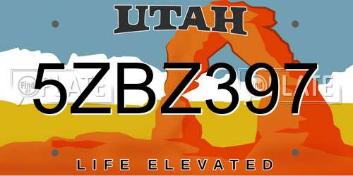 5ZBZ397 Utah License Plate