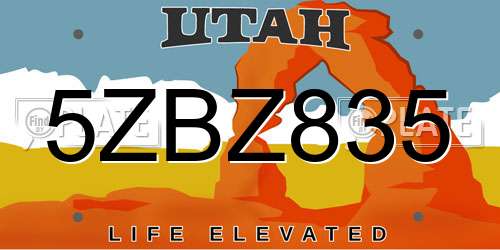 5ZBZ835 Utah License Plate