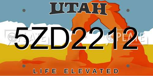 5ZD2212 Utah License Plate