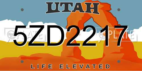 5ZD2217 Utah License Plate