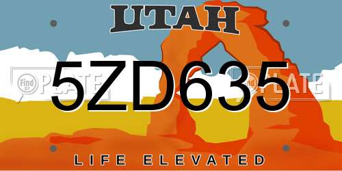 5ZD635 Utah License Plate