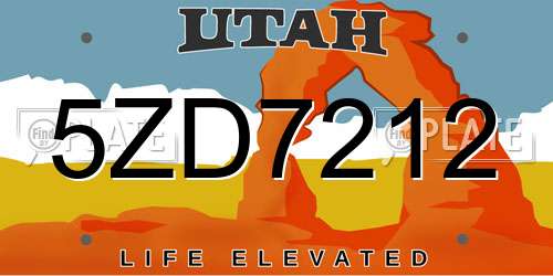 5ZD7212 Utah License Plate