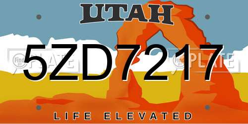 5ZD7217 Utah License Plate