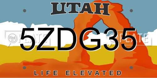 5ZDG35 Utah License Plate