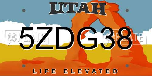 5ZDG38 Utah License Plate
