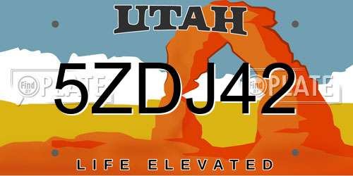 5ZDJ42 Utah License Plate