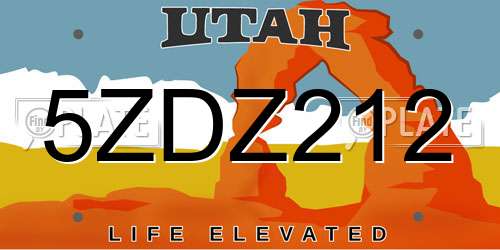 5ZDZ212 Utah License Plate