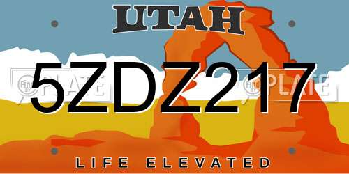 5ZDZ217 Utah License Plate