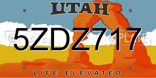 5ZDZ717 Utah License Plate