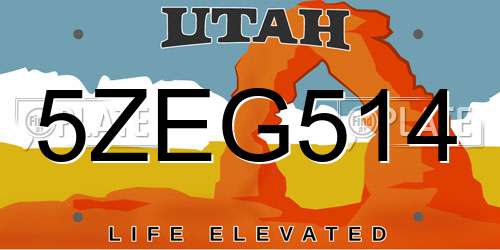 5ZEG514 Utah License Plate