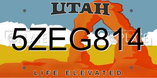 5ZEG814 Utah License Plate
