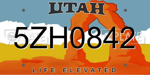 5ZH0842 Utah License Plate