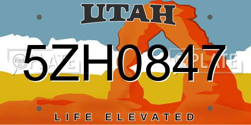 5ZH0847 Utah License Plate