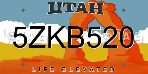5ZKB520 Utah License Plate