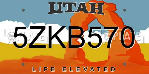 5ZKB570 Utah License Plate