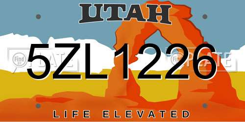 5ZL1226 Utah License Plate