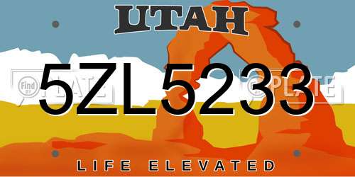 5ZL5233 Utah License Plate