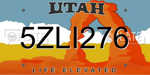 5ZLI276 Utah License Plate