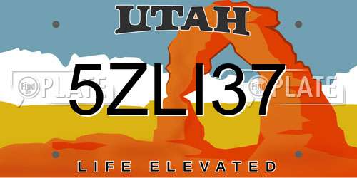 5ZLI37 Utah License Plate