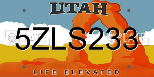5ZLS233 Utah License Plate