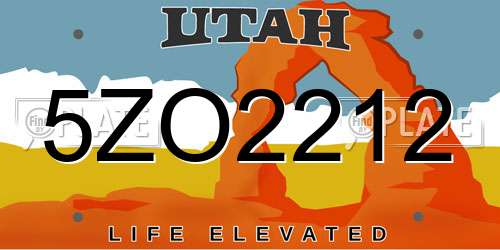 5ZO2212 Utah License Plate