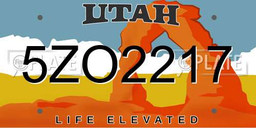 5ZO2217 Utah License Plate