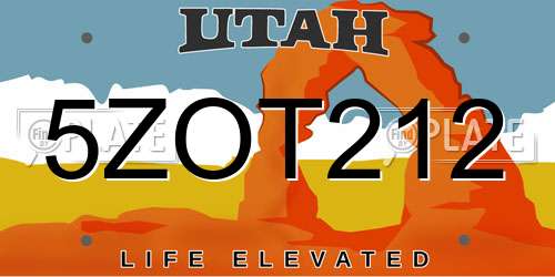 5ZOT212 Utah License Plate