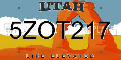 5ZOT217 Utah License Plate