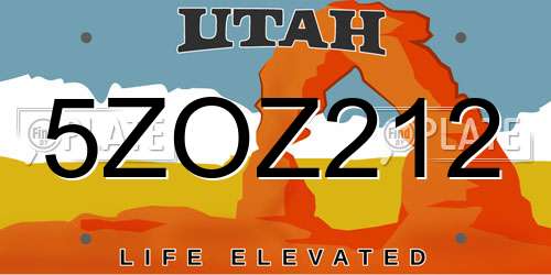 5ZOZ212 Utah License Plate