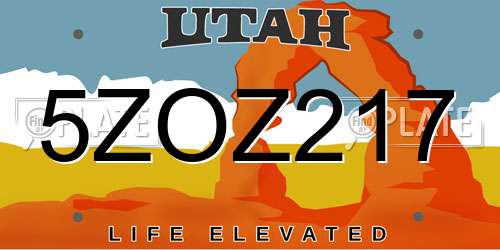 5ZOZ217 Utah License Plate