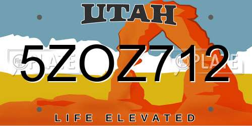 5ZOZ712 Utah License Plate