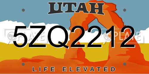 5ZQ2212 Utah License Plate