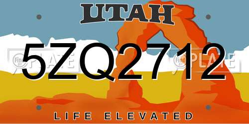 5ZQ2712 Utah License Plate