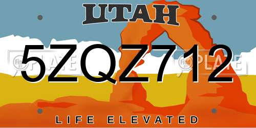5ZQZ712 Utah License Plate