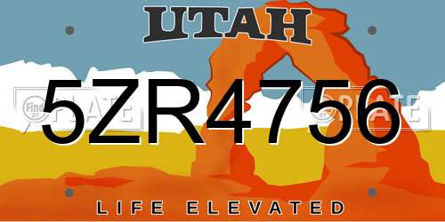 5ZR4756 Utah License Plate