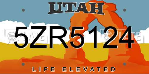 5ZR5124 Utah License Plate