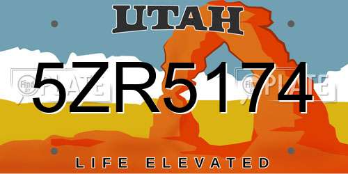 5ZR5174 Utah License Plate