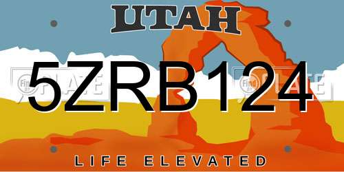 5ZRB124 Utah License Plate