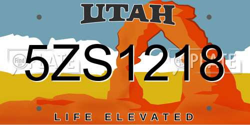 5ZS1218 Utah License Plate