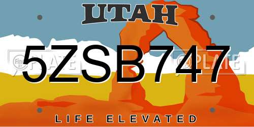 5ZSB747 Utah License Plate
