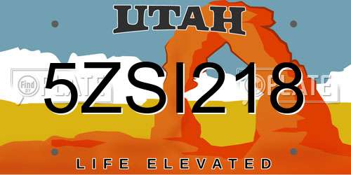 5ZSI218 Utah License Plate