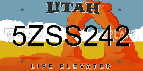 5ZSS242 Utah License Plate