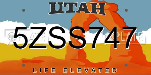 5ZSS747 Utah License Plate
