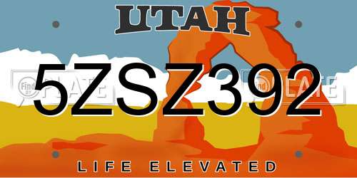 5ZSZ392 Utah License Plate